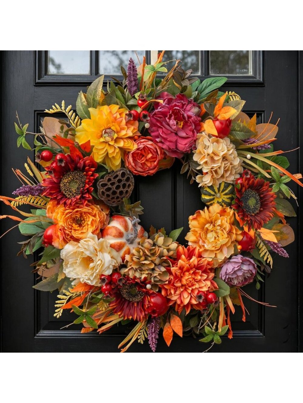 24-Inch Fall Harvest Wreath for Front Door, Porch & Entryway Decor